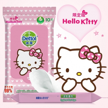 滴露(Dettol)衛生濕巾Hello kitty限定版10片*8包裝